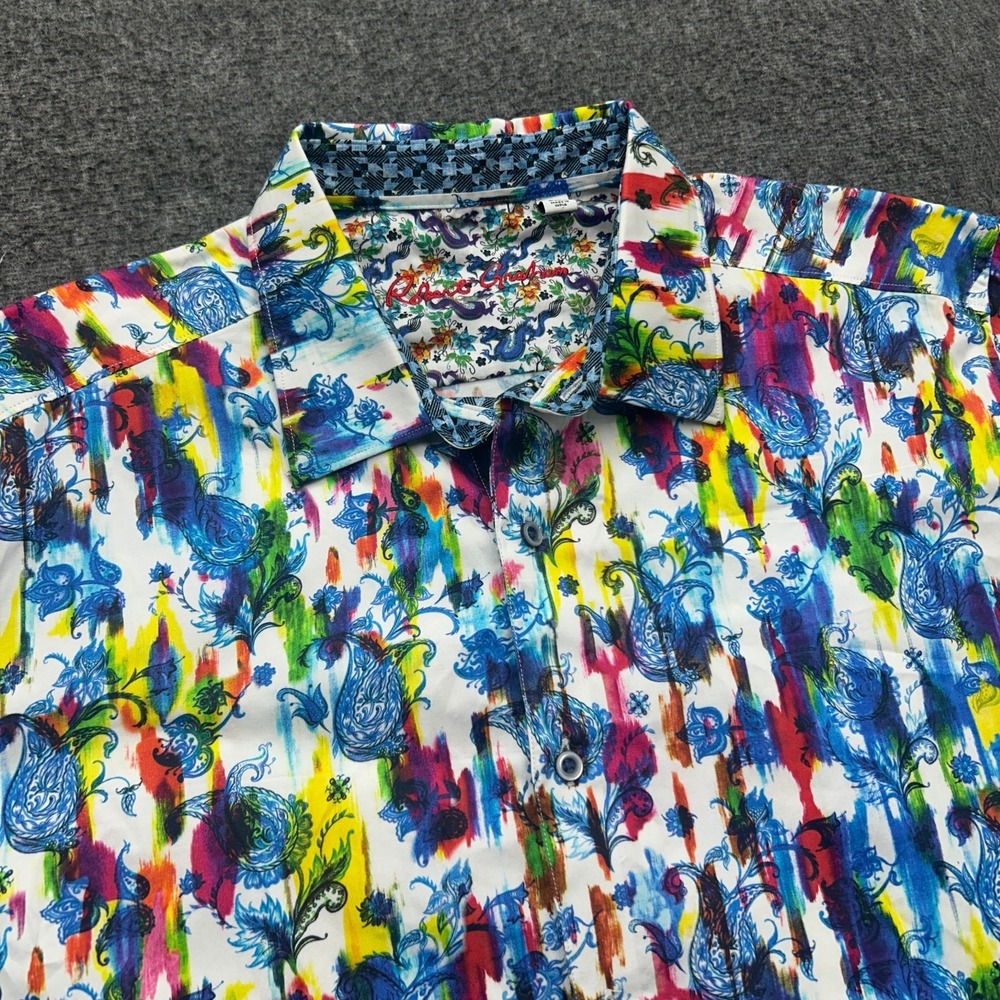 Robert Graham Aragon Mens 2XL Short Sleeve Button Colorful Rainbow Classic Fit